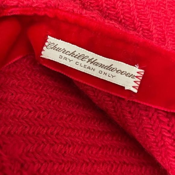 Handwoven Fringed Wool Poncho Red Churchill Artisan Made Shawl Wrap - Christmas - Picture 8 of 8